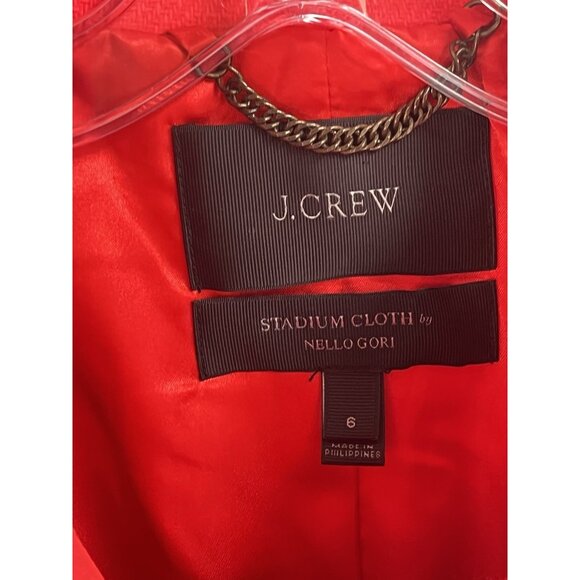 J Crew Red Stadium Cloth Coat Nello Gori Cocoon Full Zip Sz 6 B2770 - Picture 3 of 7